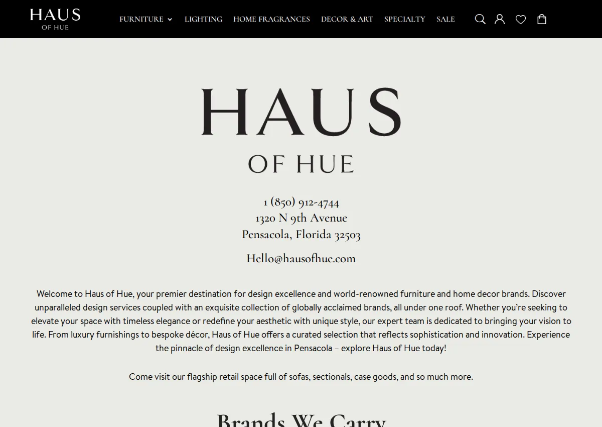 Store homepage