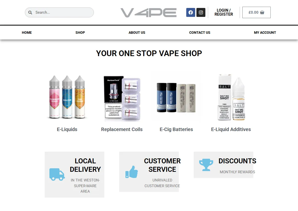 Store homepage