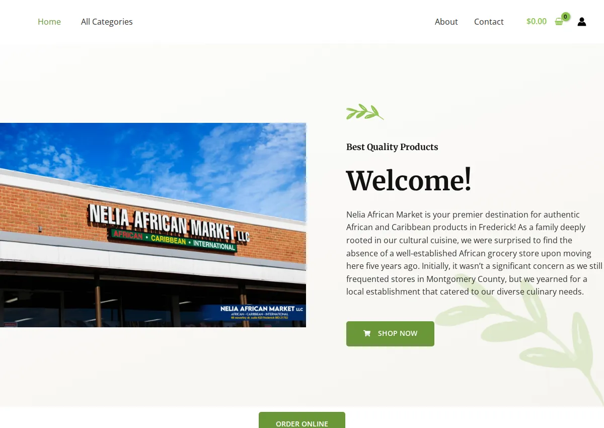 Store homepage