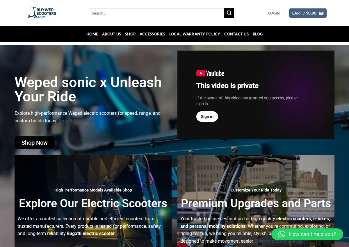 Store homepage