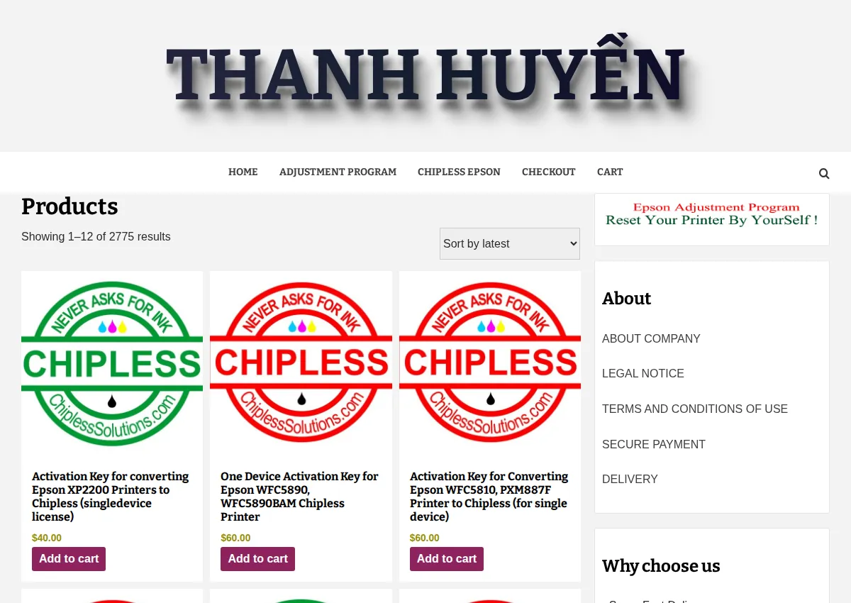 Store homepage