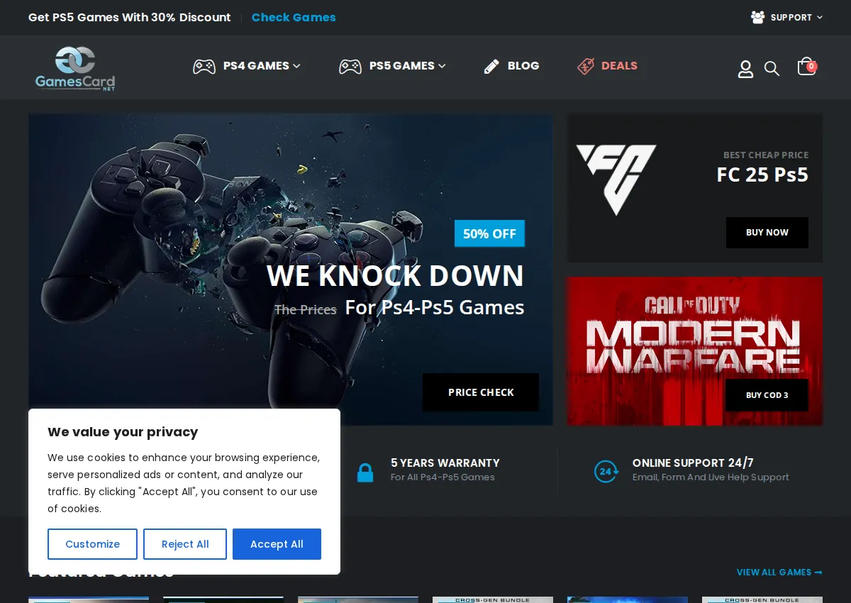 Store homepage