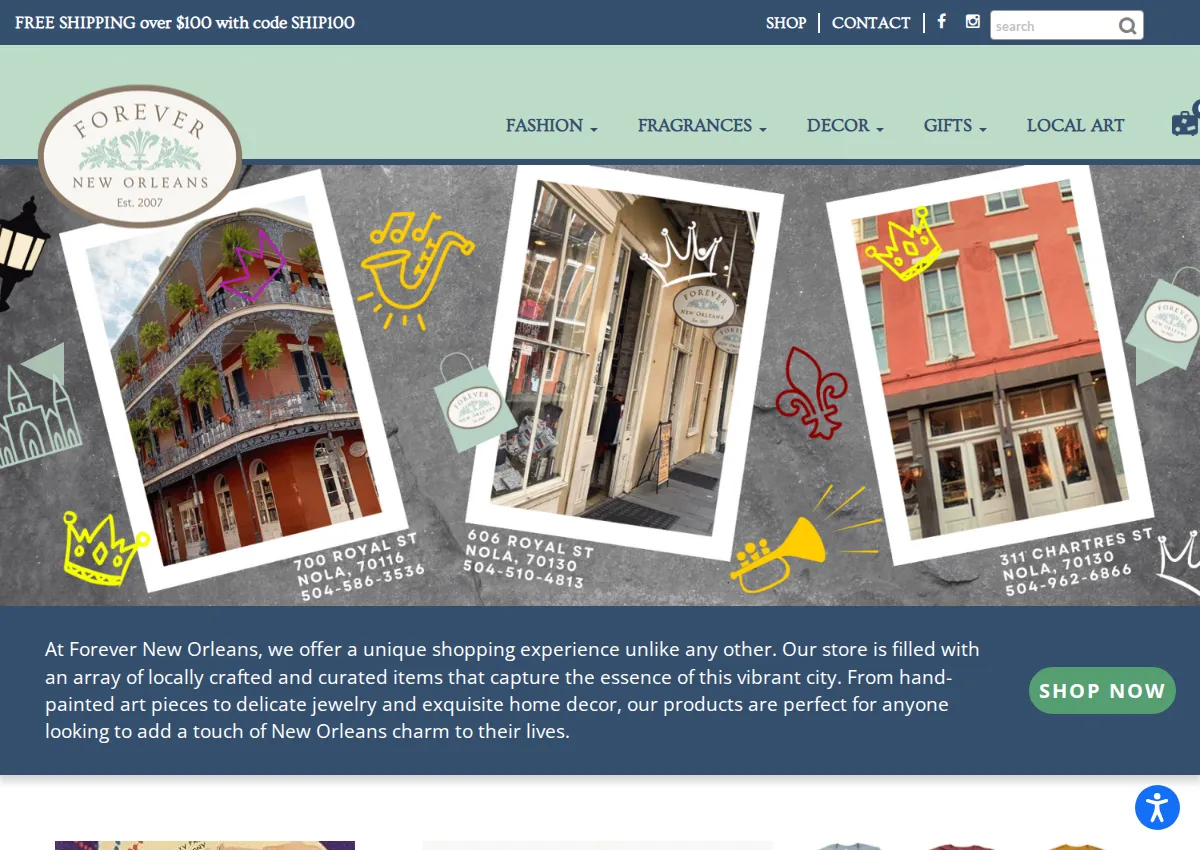 Store homepage