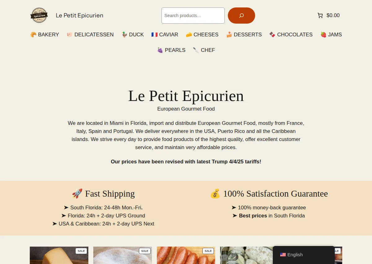 Store homepage