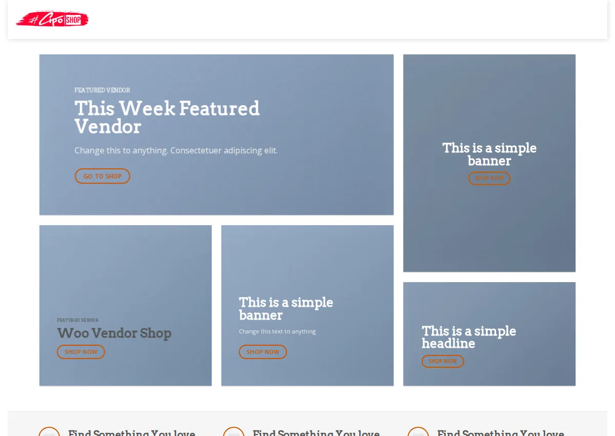 Store homepage