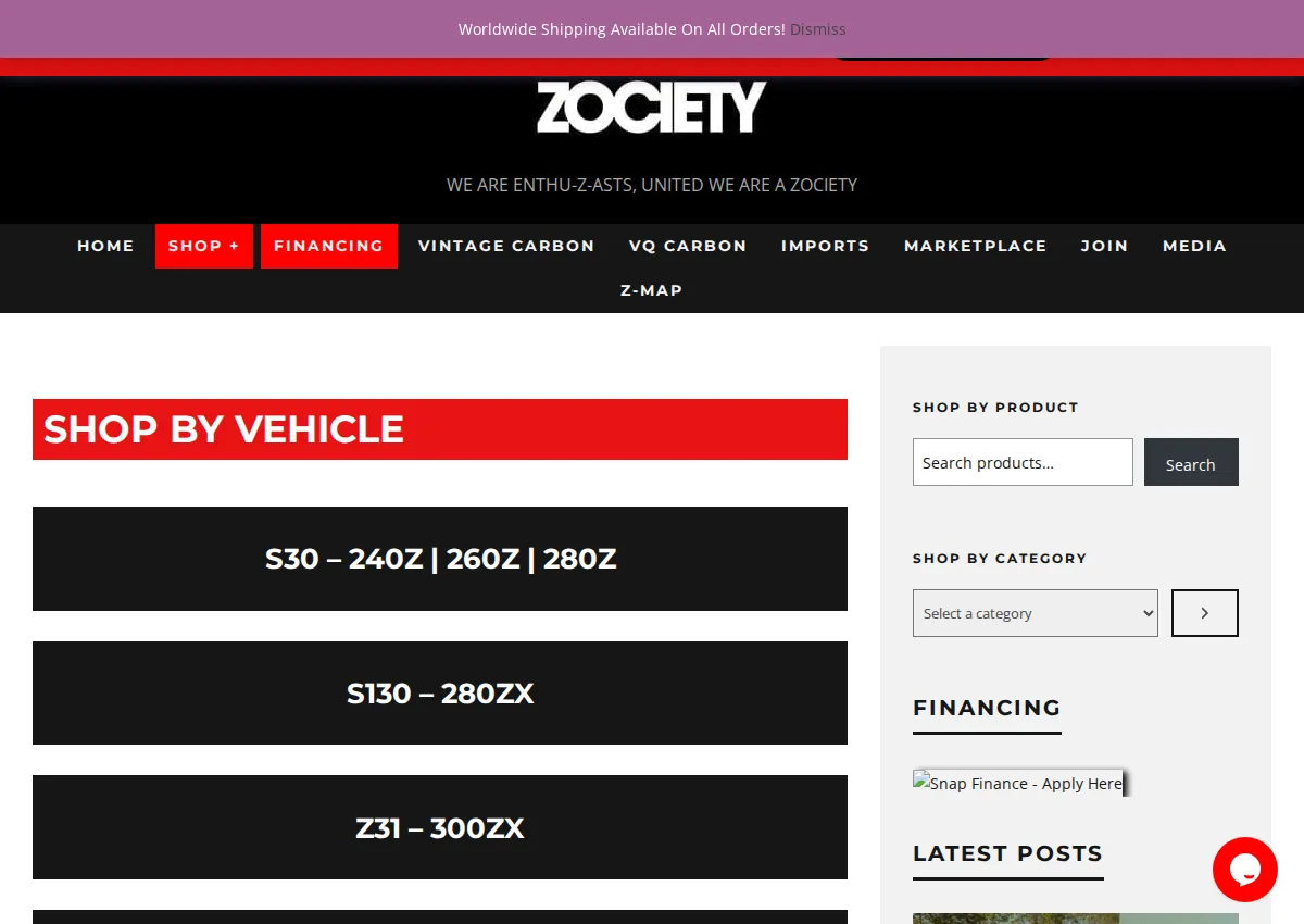 Store homepage