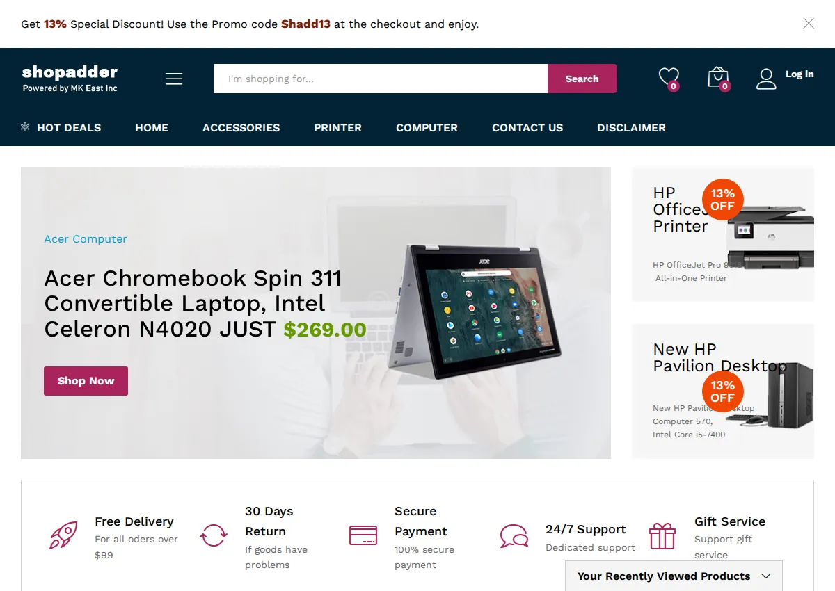 Store homepage