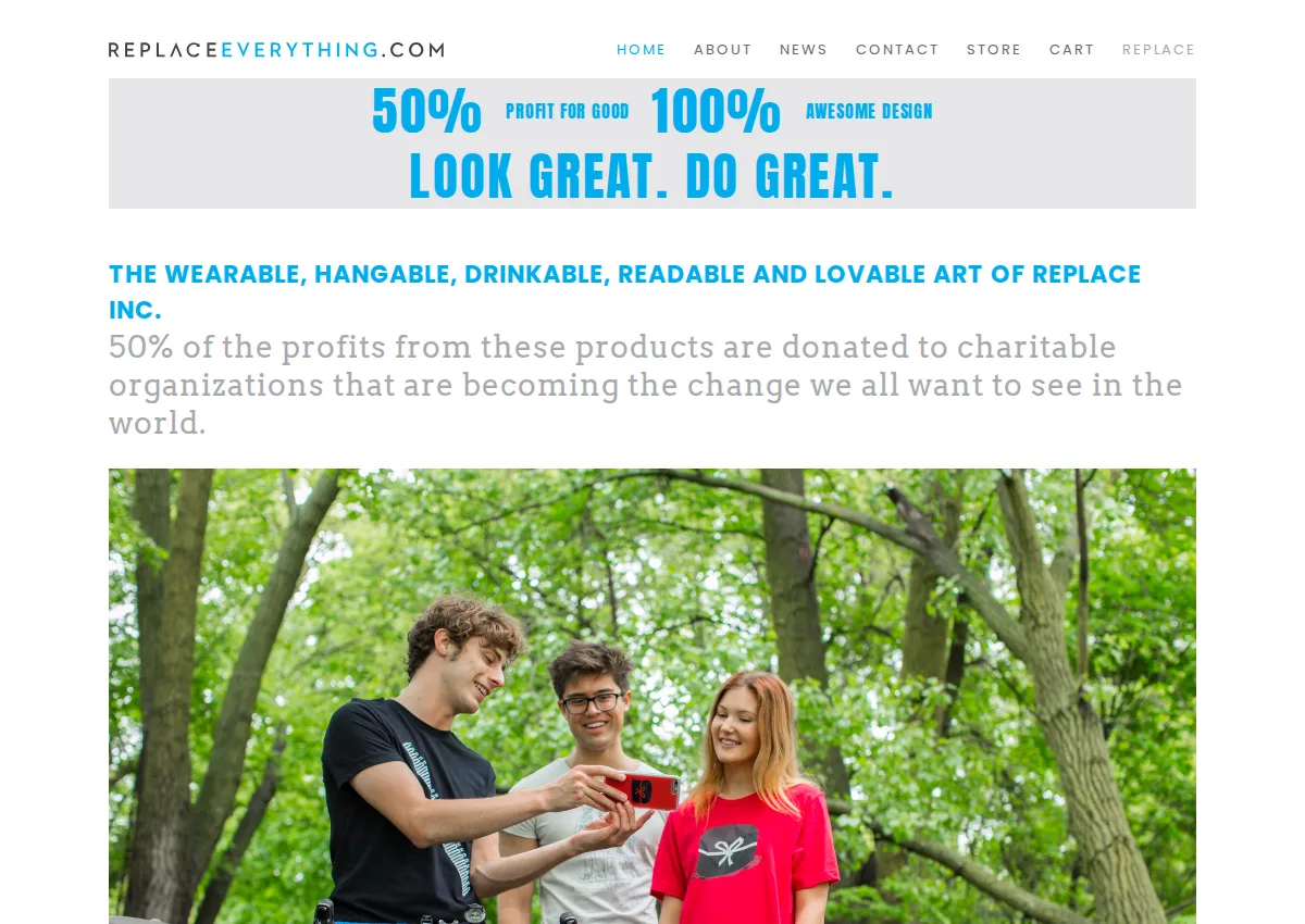 Store homepage