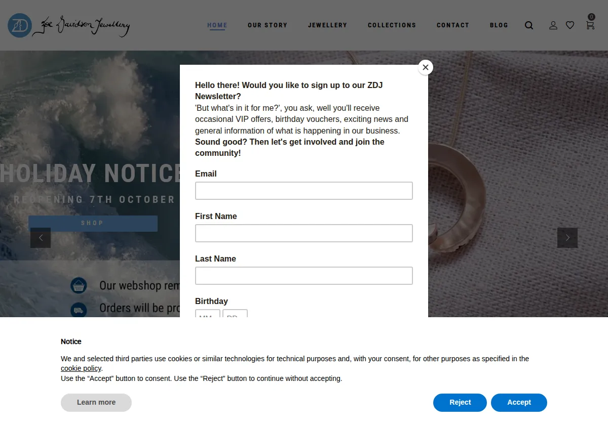Store homepage