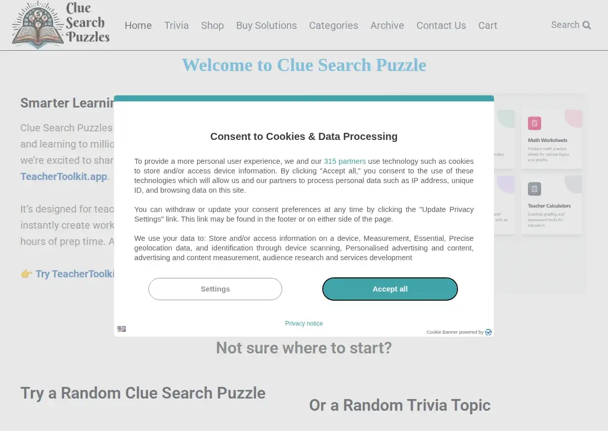 Store homepage