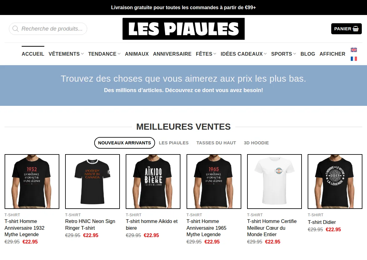 Store homepage