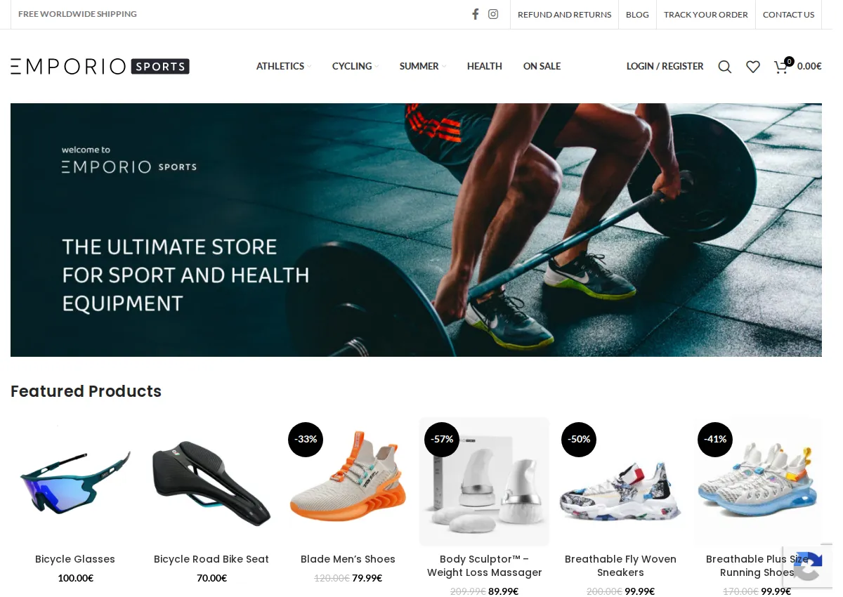 Store homepage