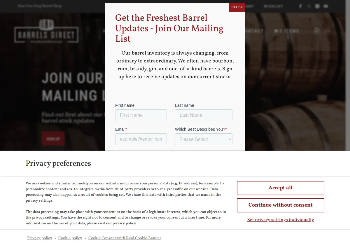 Store homepage
