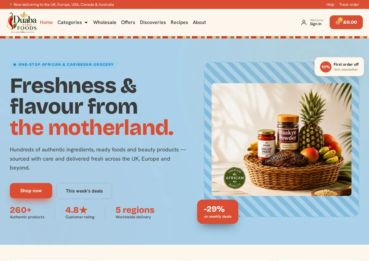 Store homepage