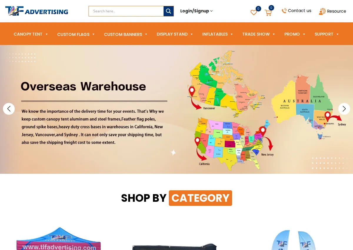 Store homepage