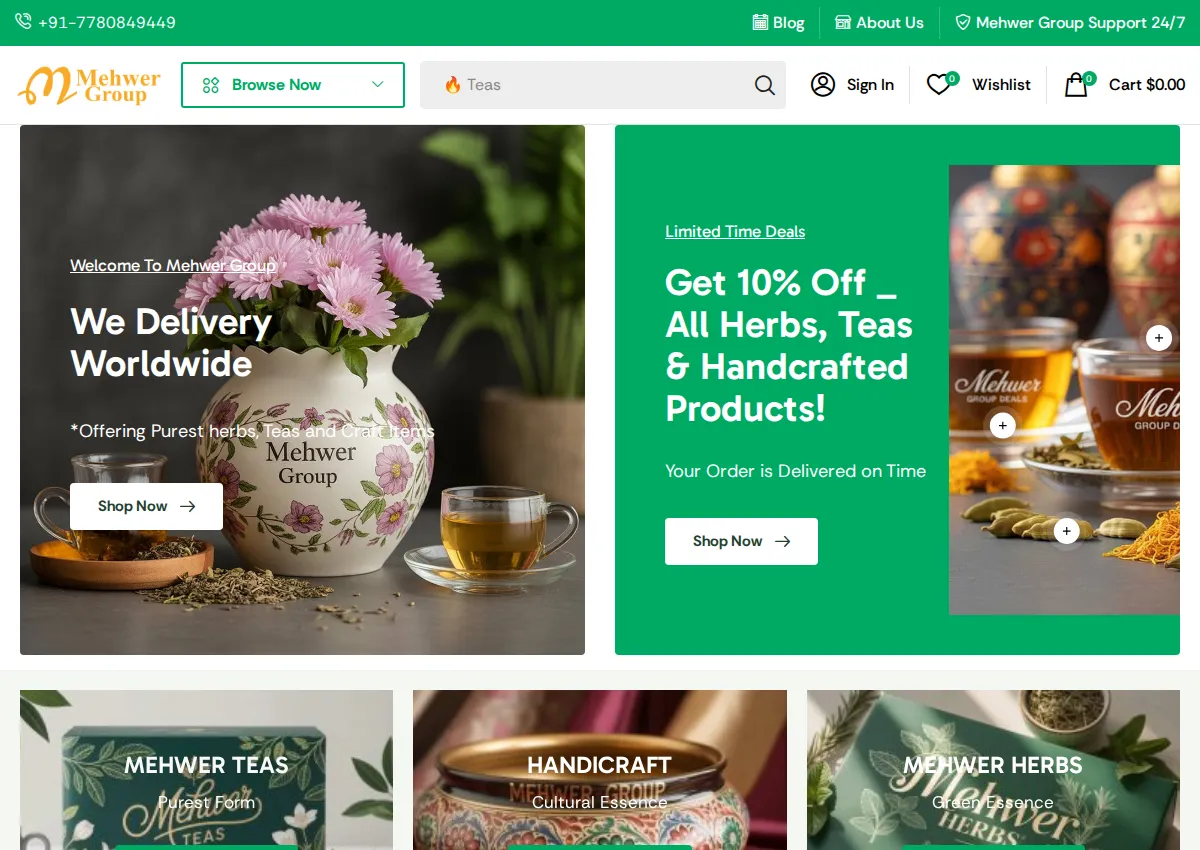 Store homepage