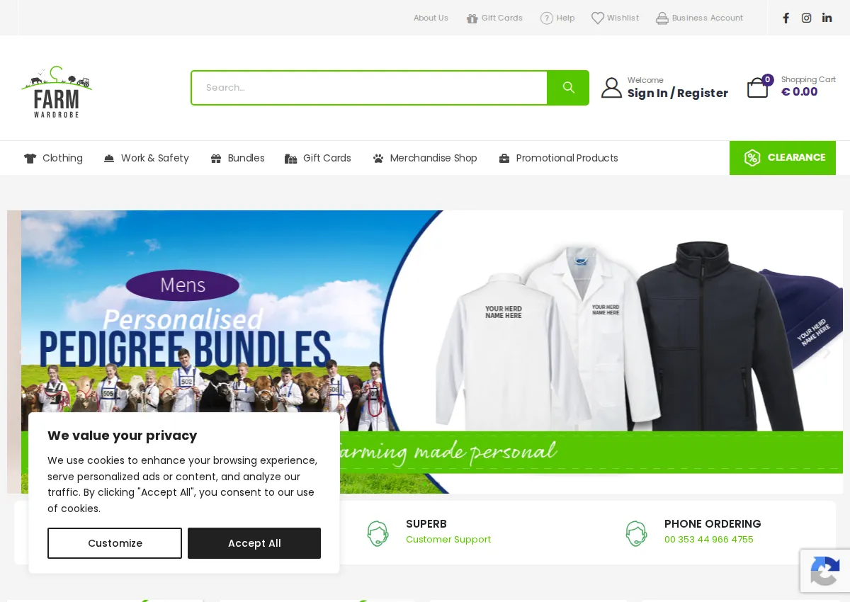 Store homepage