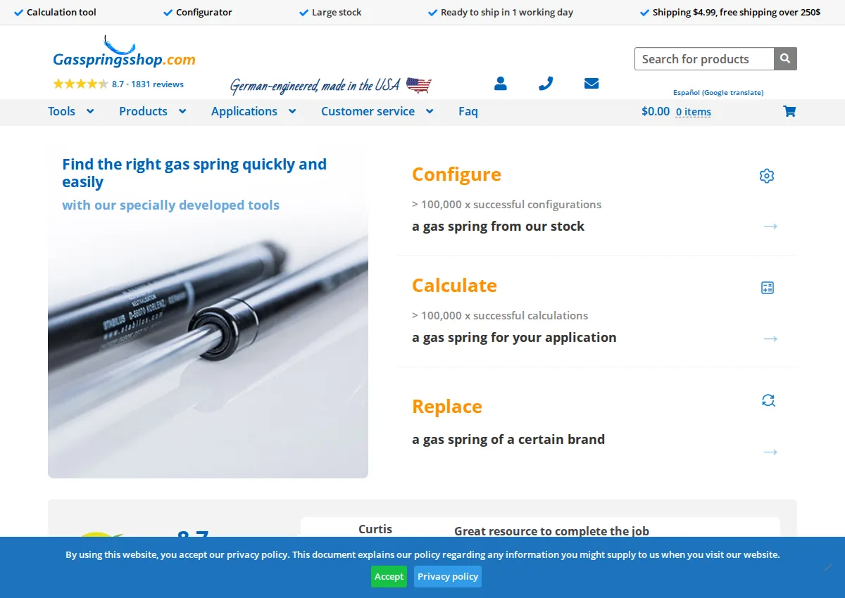 Store homepage
