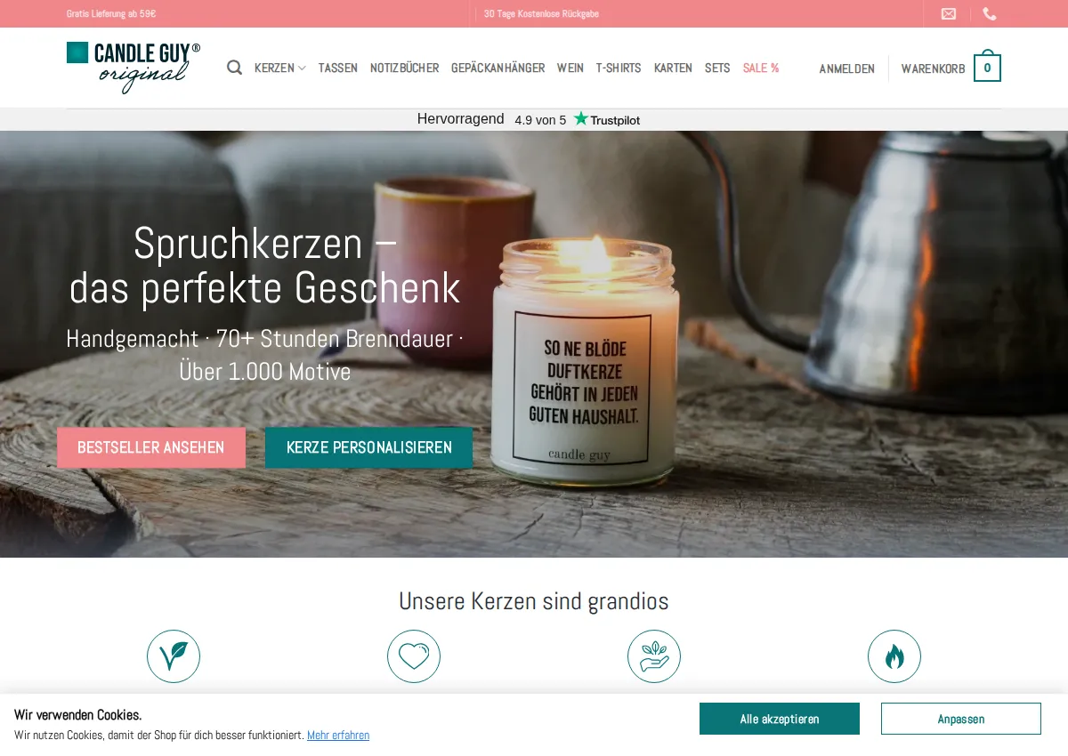 Store homepage