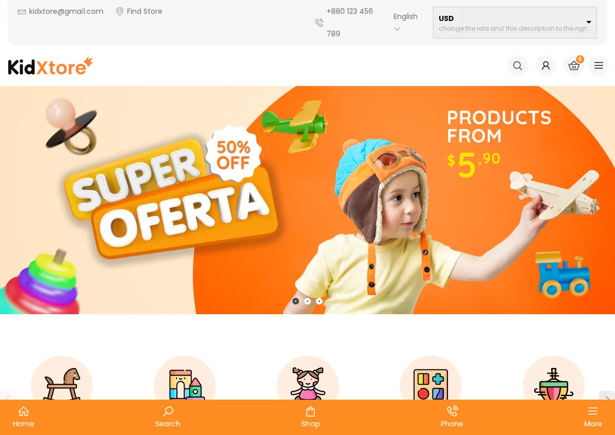 Store homepage