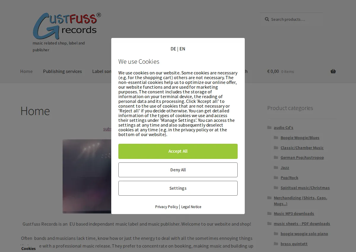 Store homepage