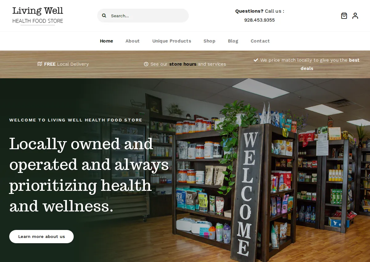 Store homepage