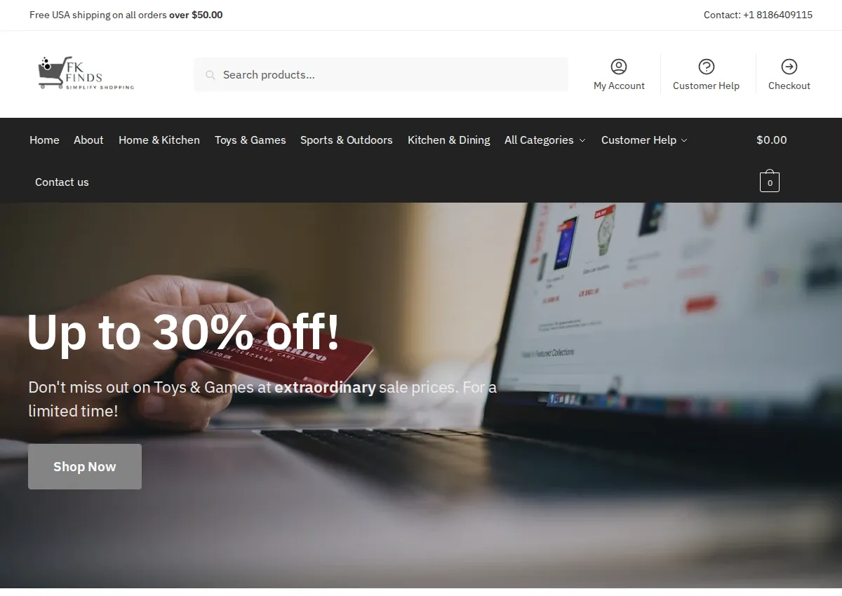 Store homepage