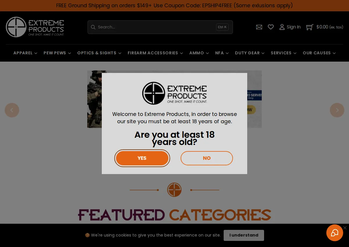 Store homepage