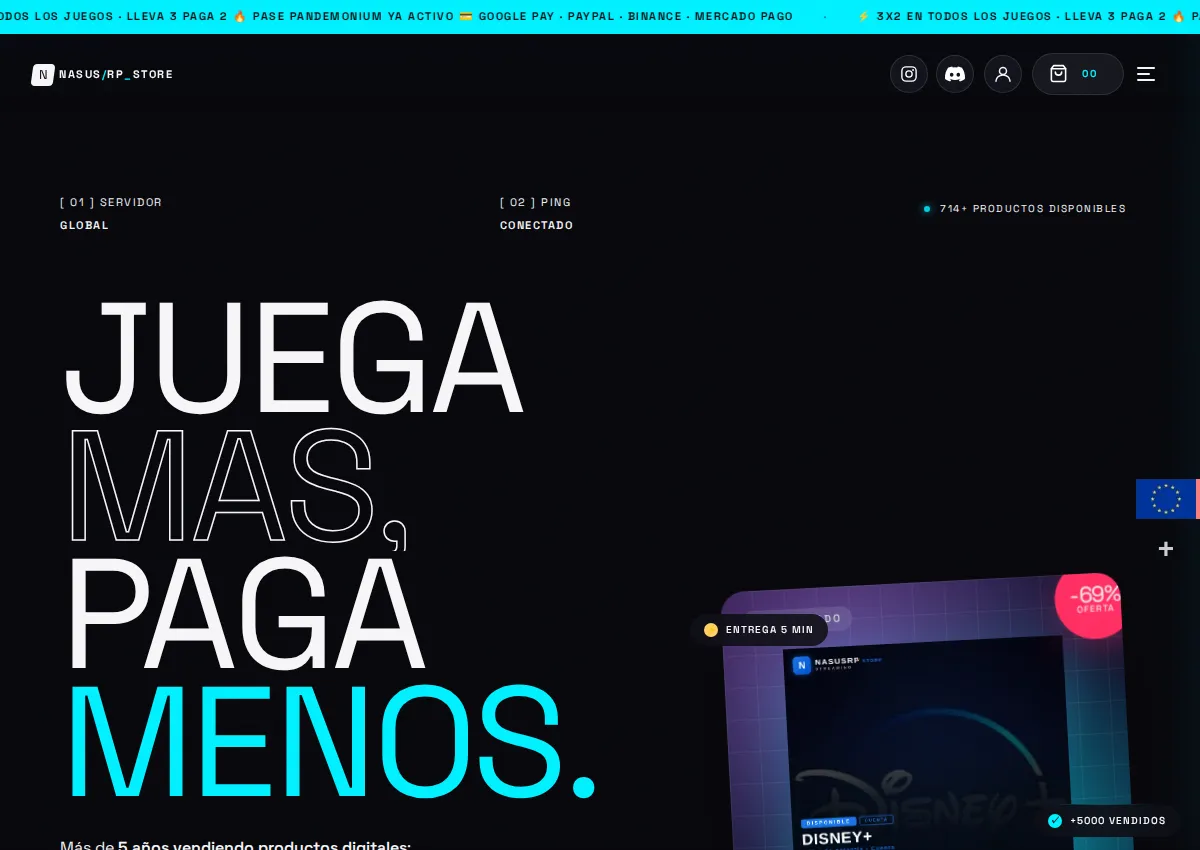 Store homepage