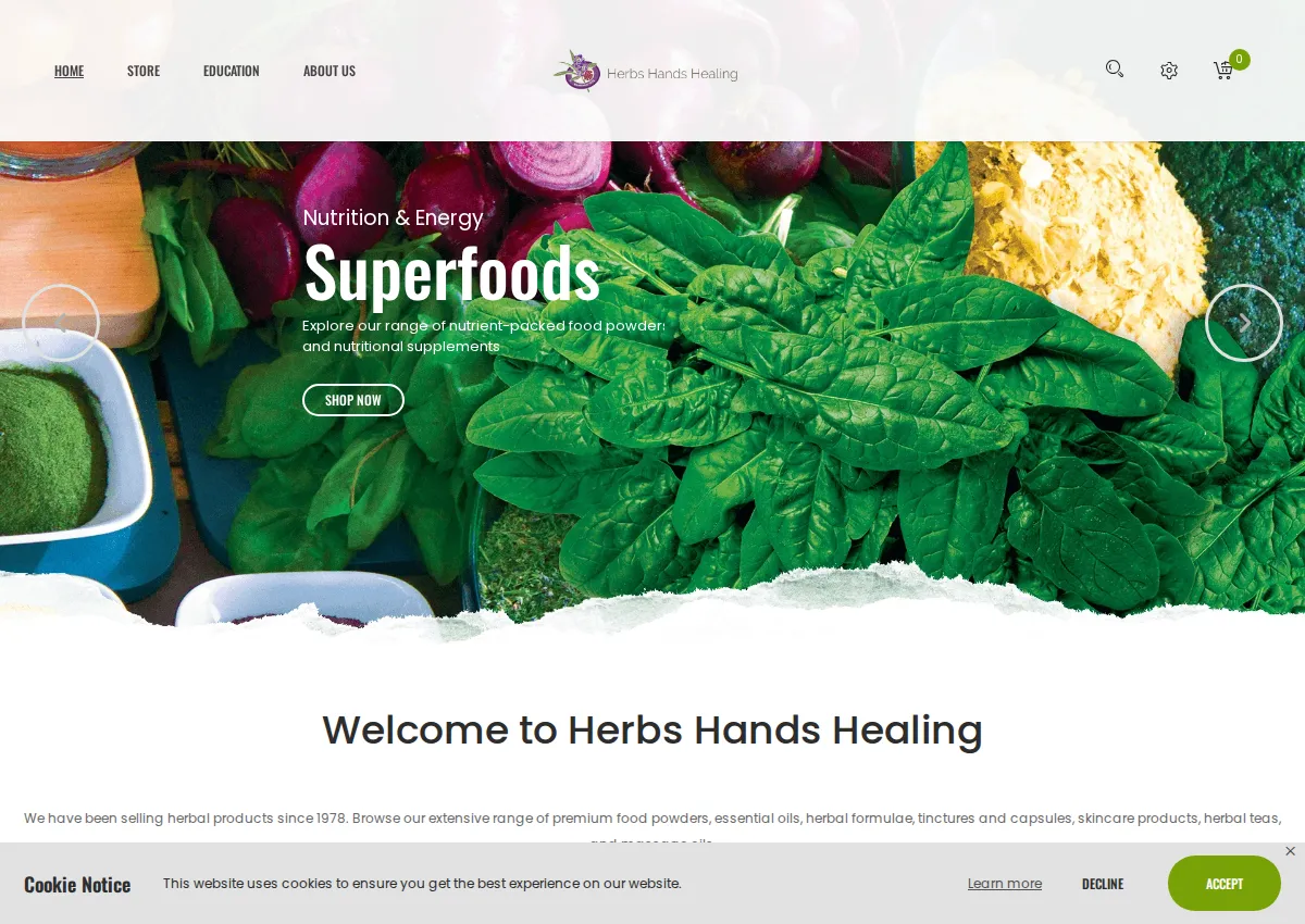Store homepage