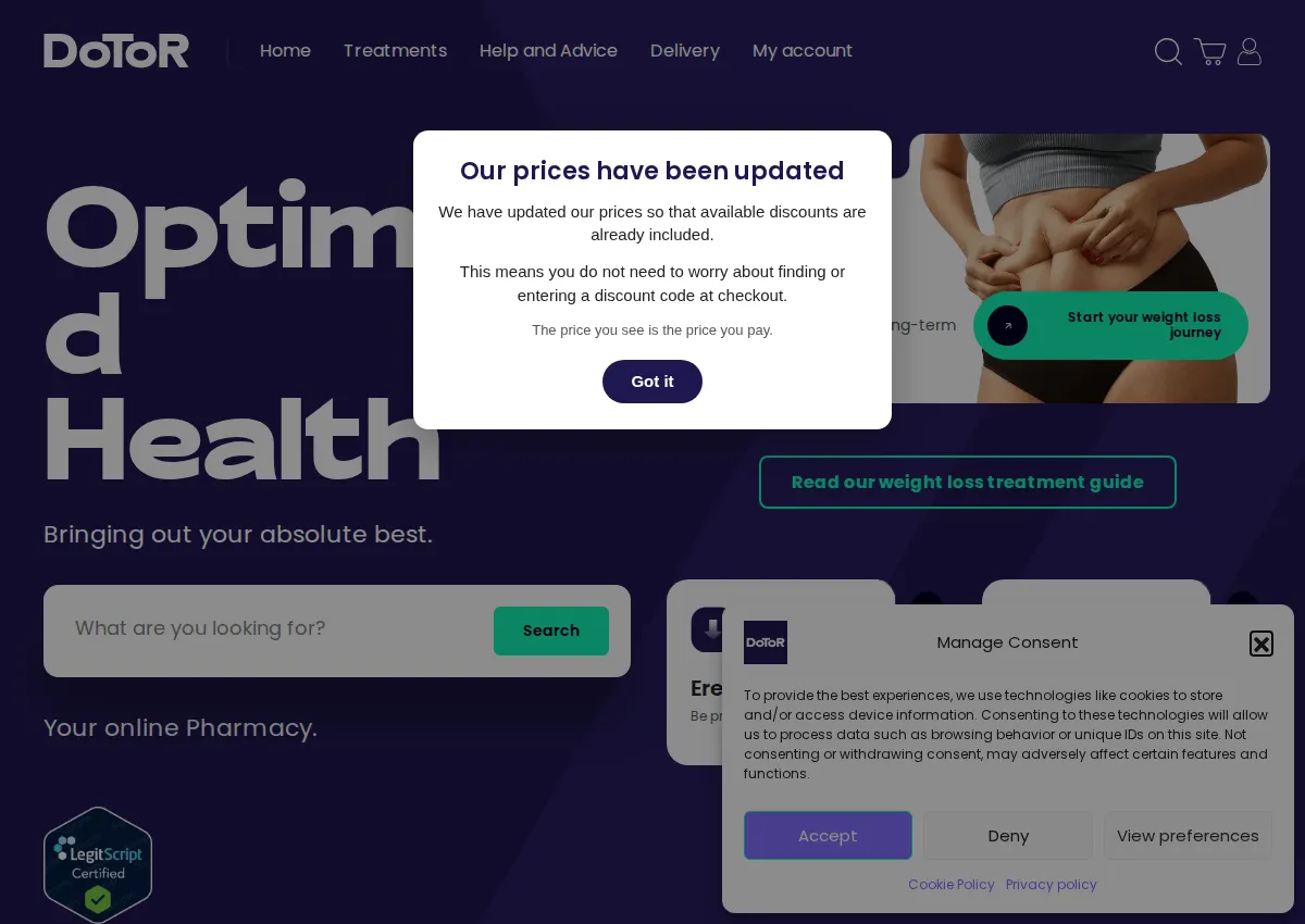 Store homepage