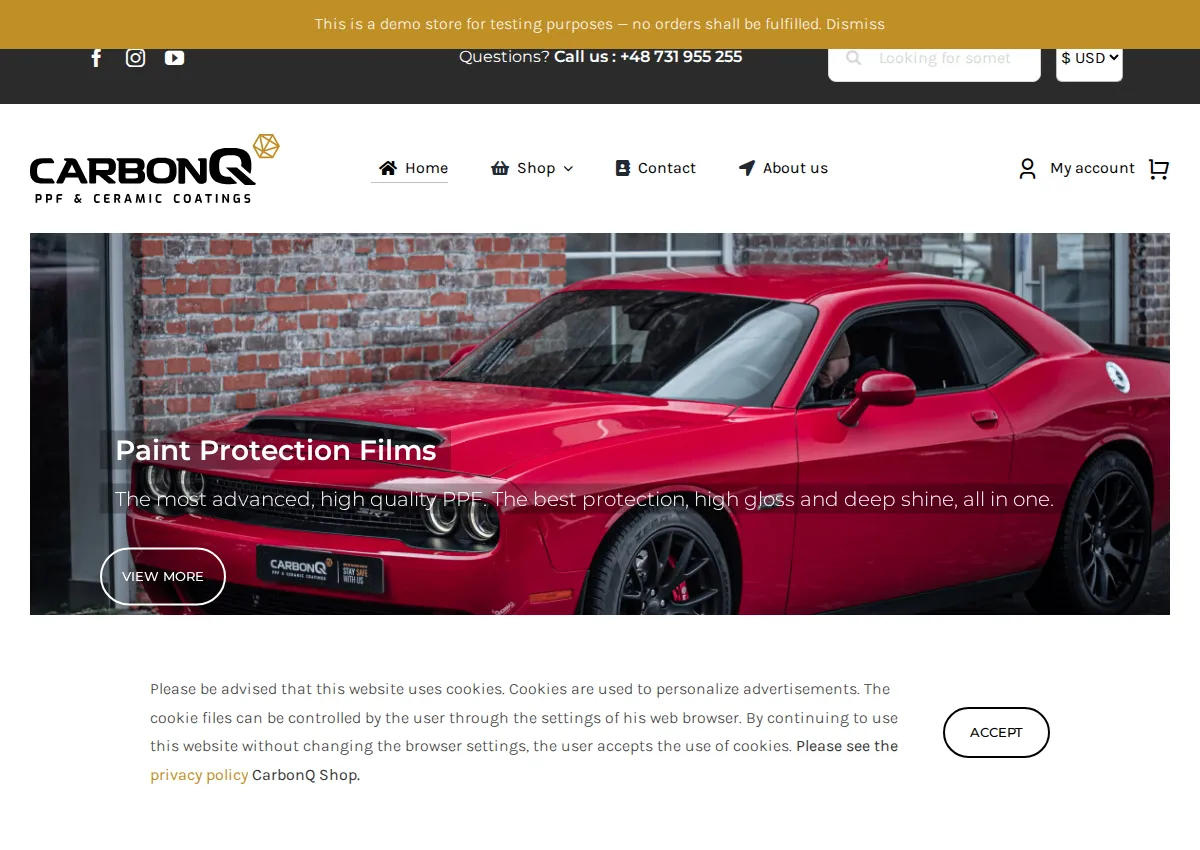 Store homepage