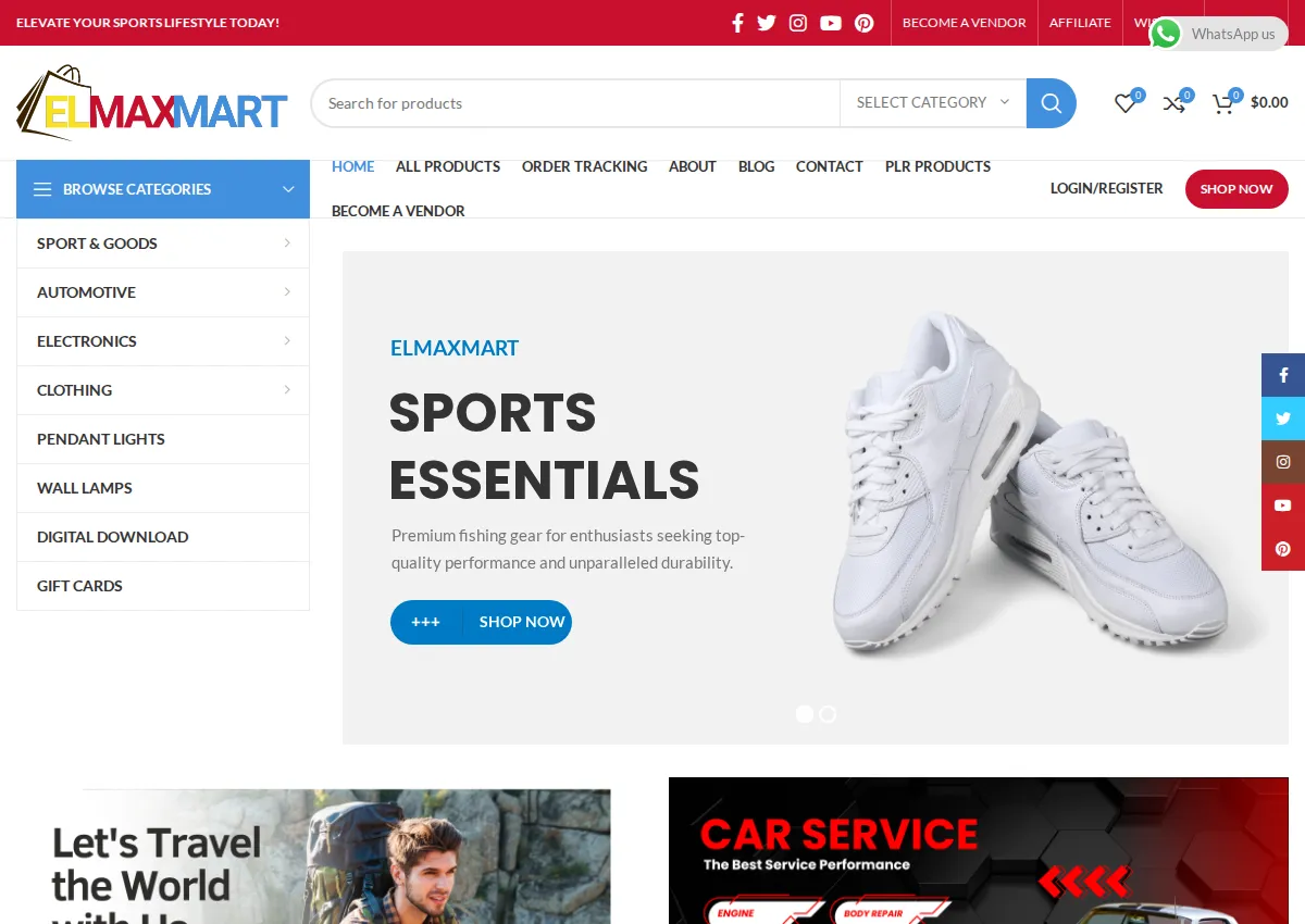 Store homepage