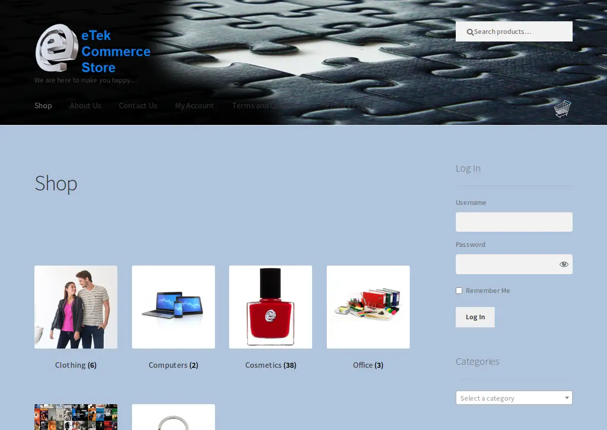 Store homepage