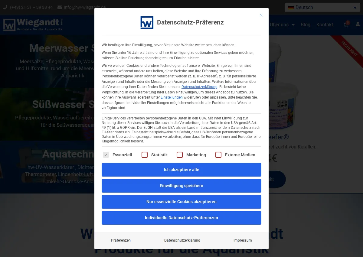 Store homepage
