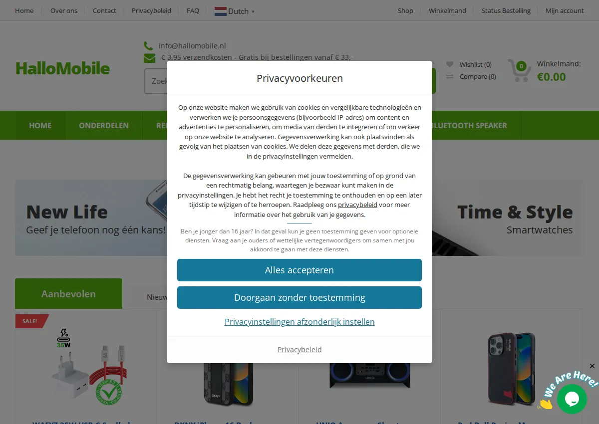 Store homepage