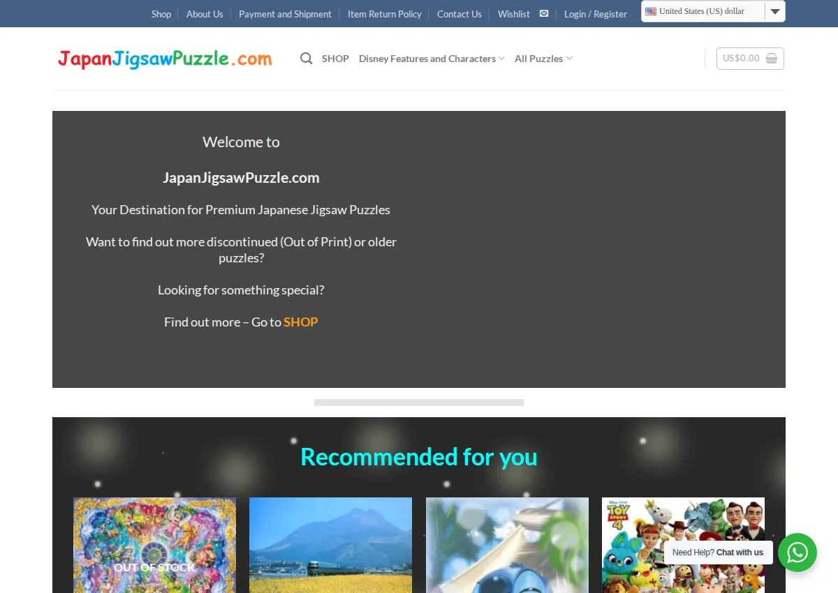 Store homepage