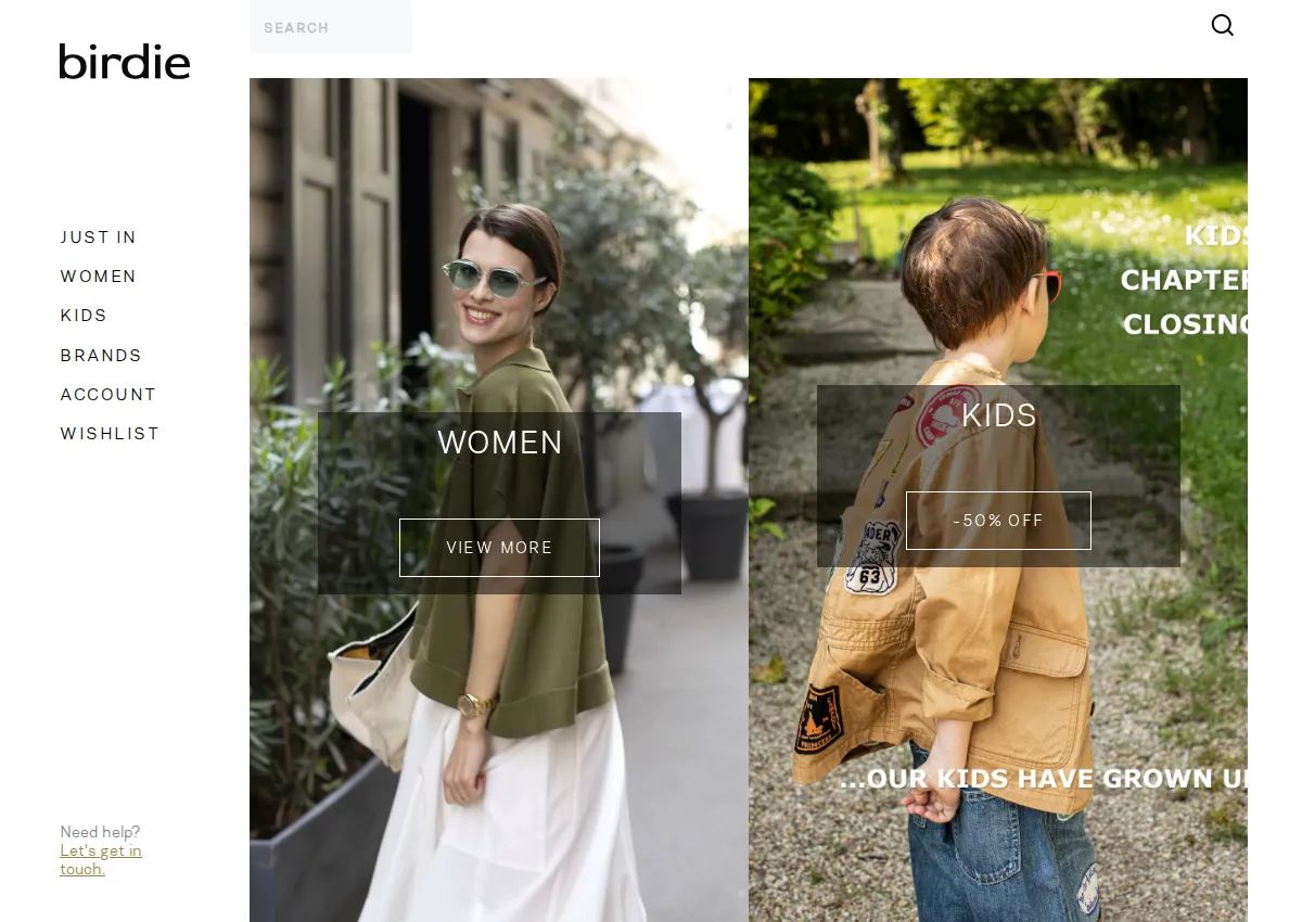 Store homepage