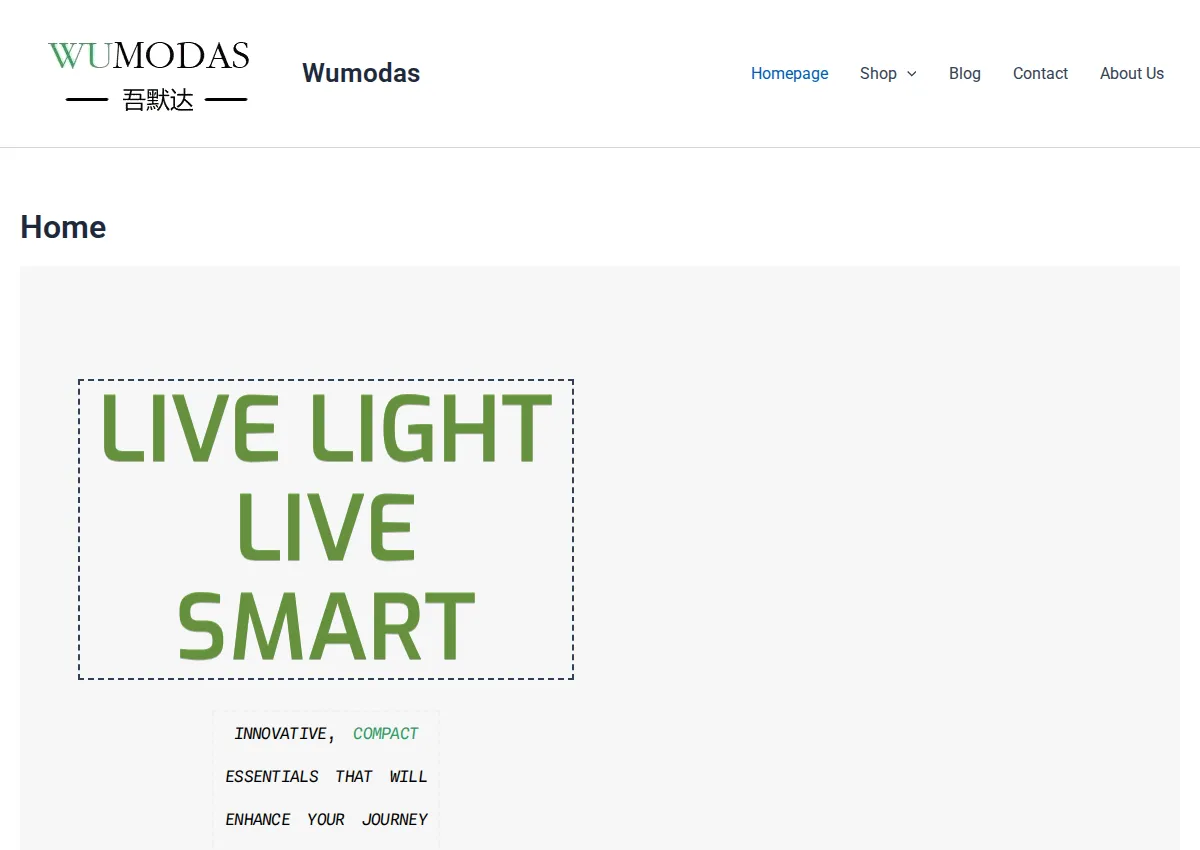 Store homepage