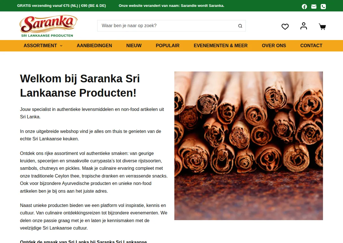 Store homepage