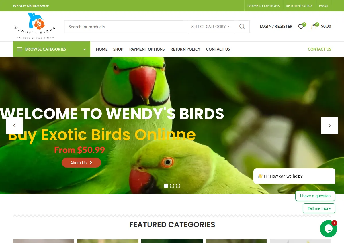 Store homepage