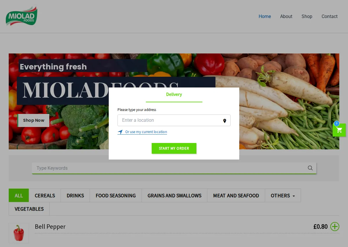 Store homepage
