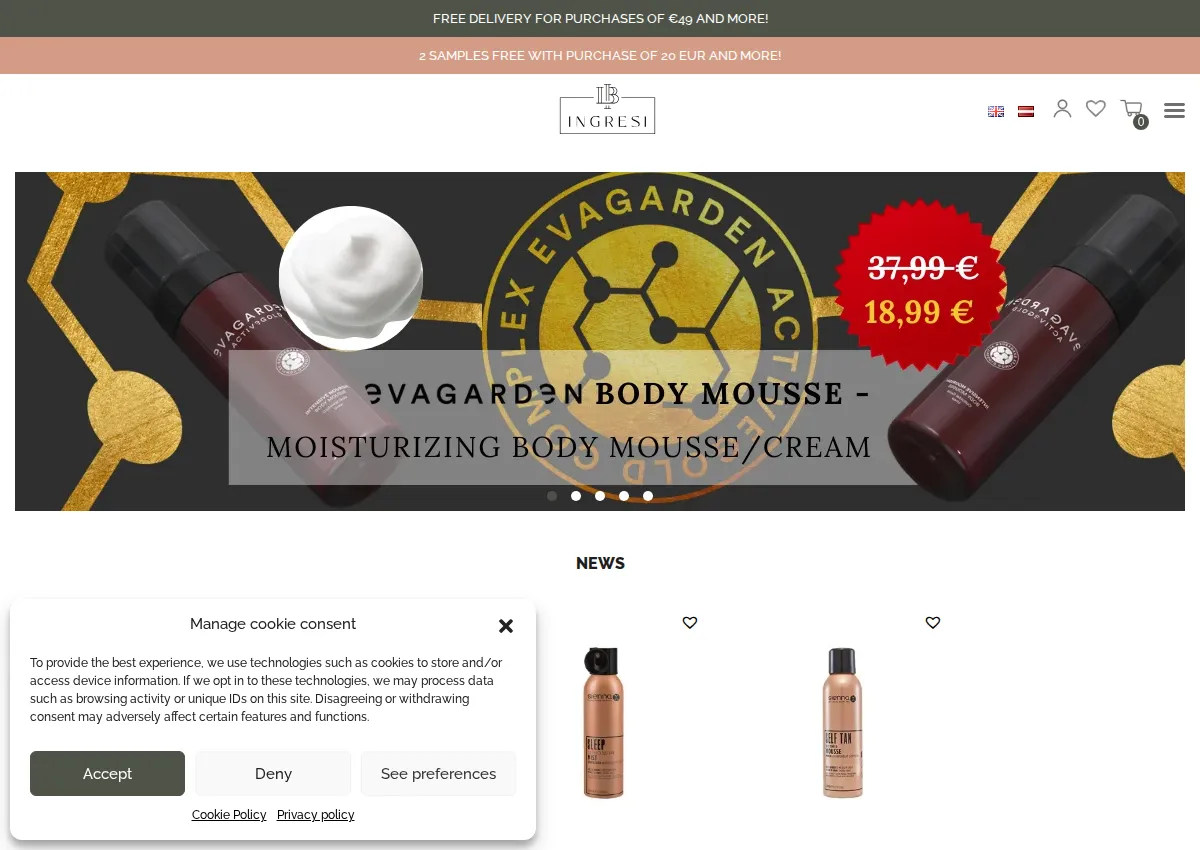 Store homepage