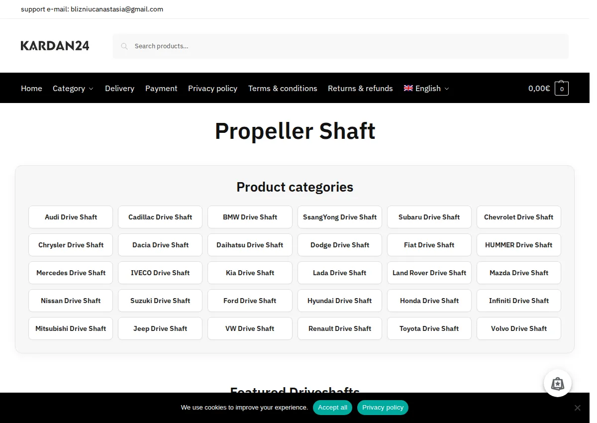 Store homepage