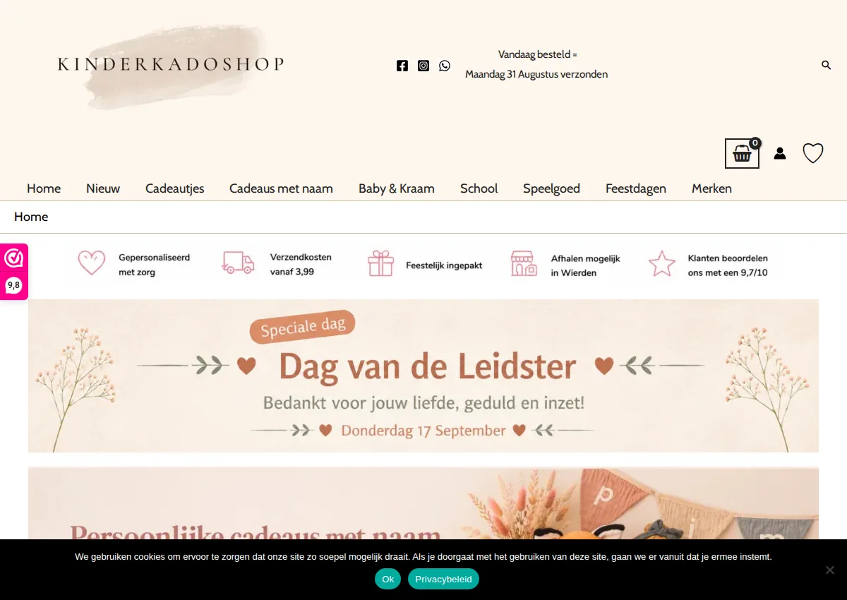 Store homepage