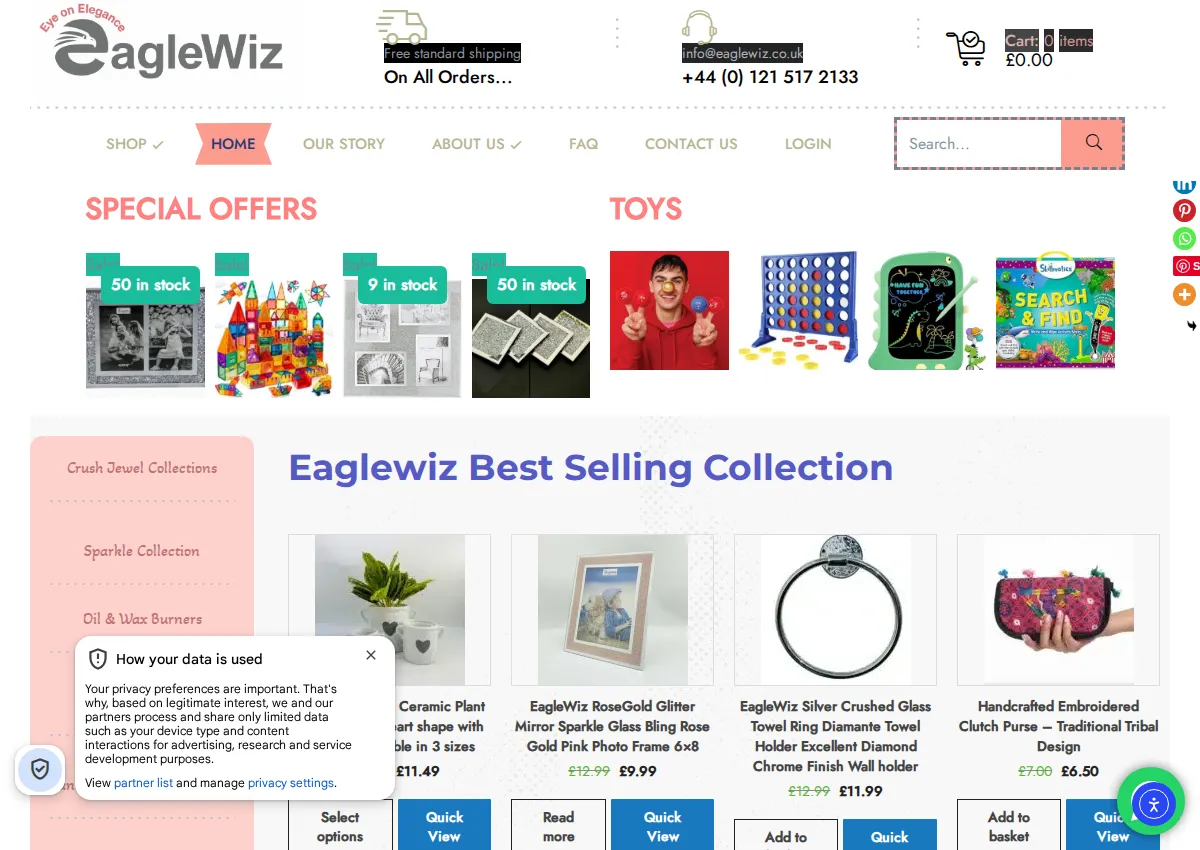 Store homepage