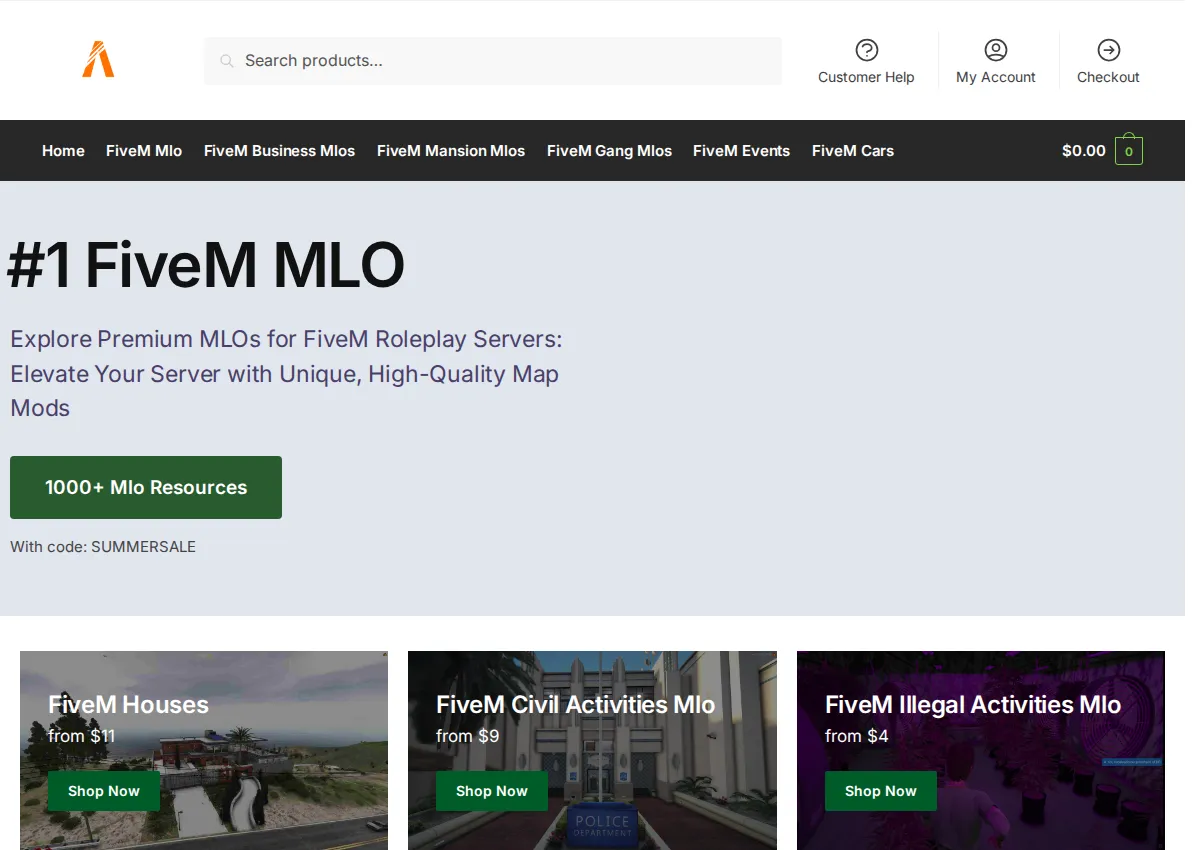 Store homepage