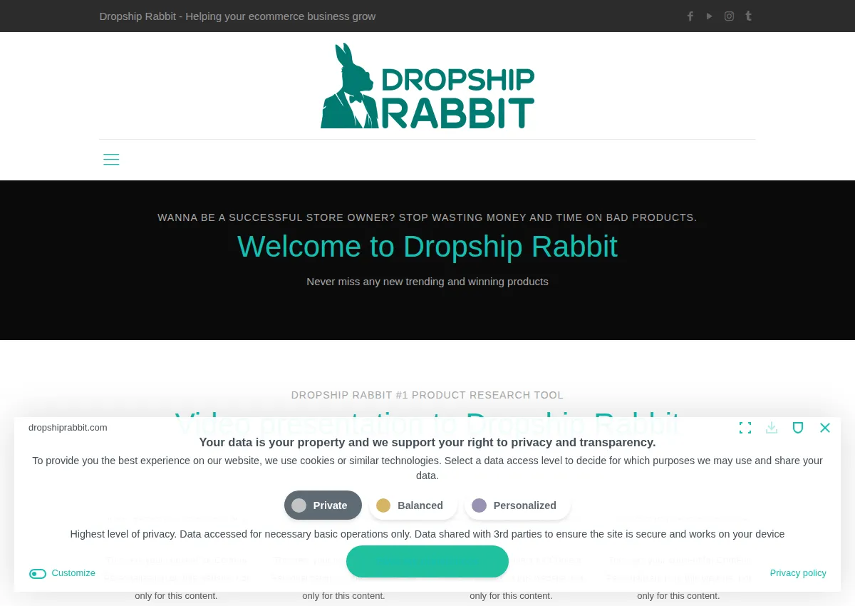 Store homepage