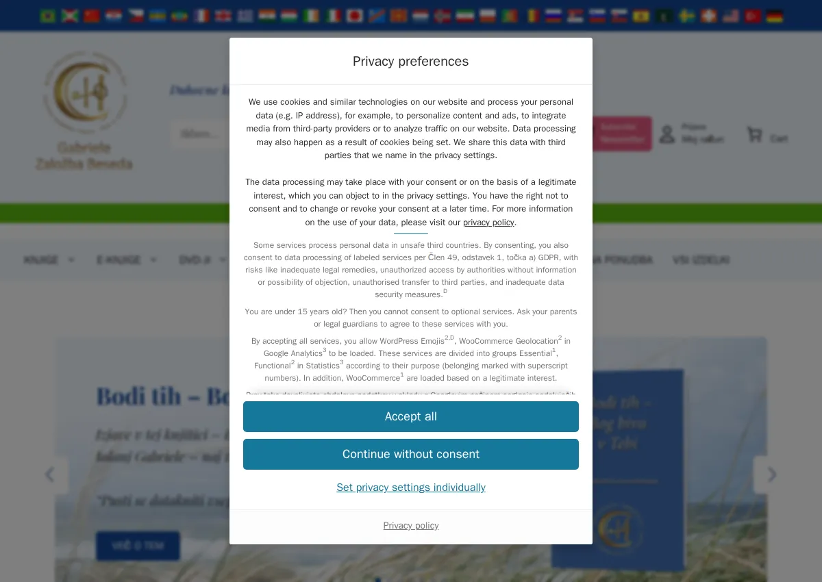 Store homepage
