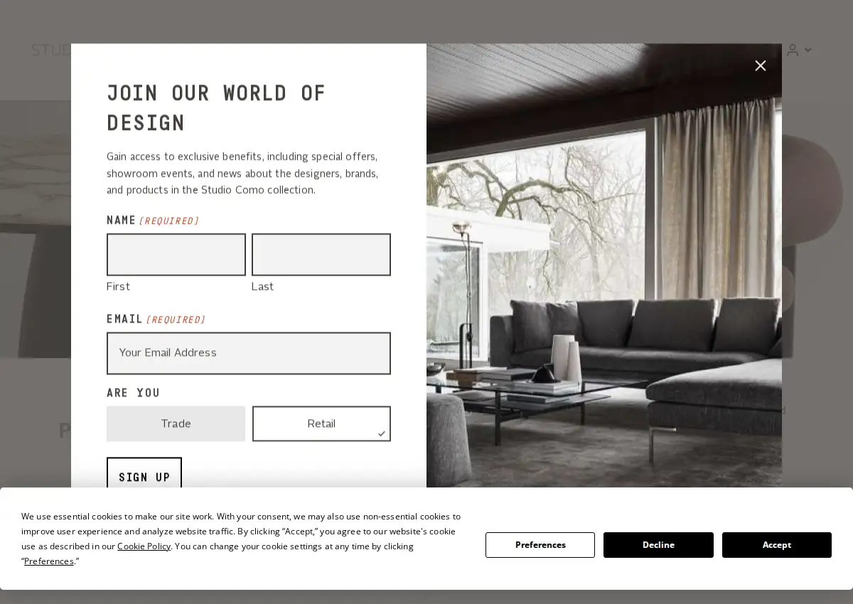Store homepage